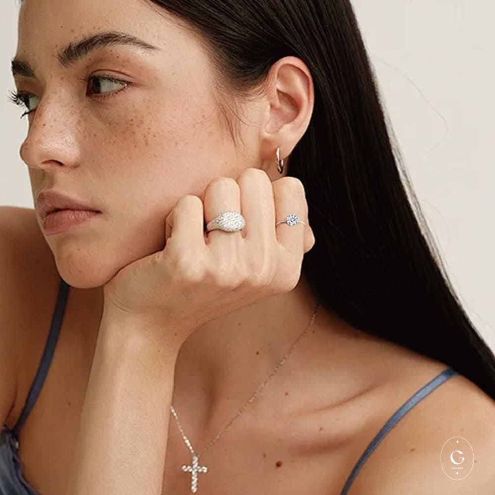 Silver Ring with Moissanite Stone
