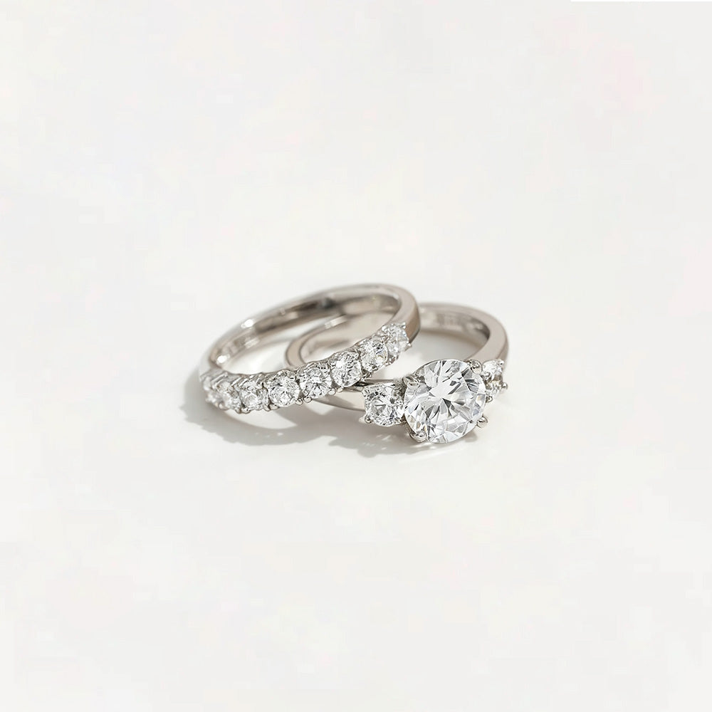 Gold Open Ring with Geometric Dual-Tone Band