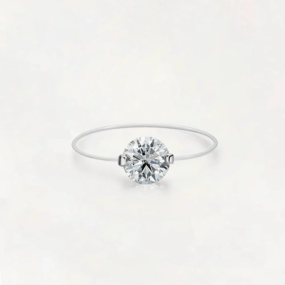 Silver Ring with Moissanite Stone