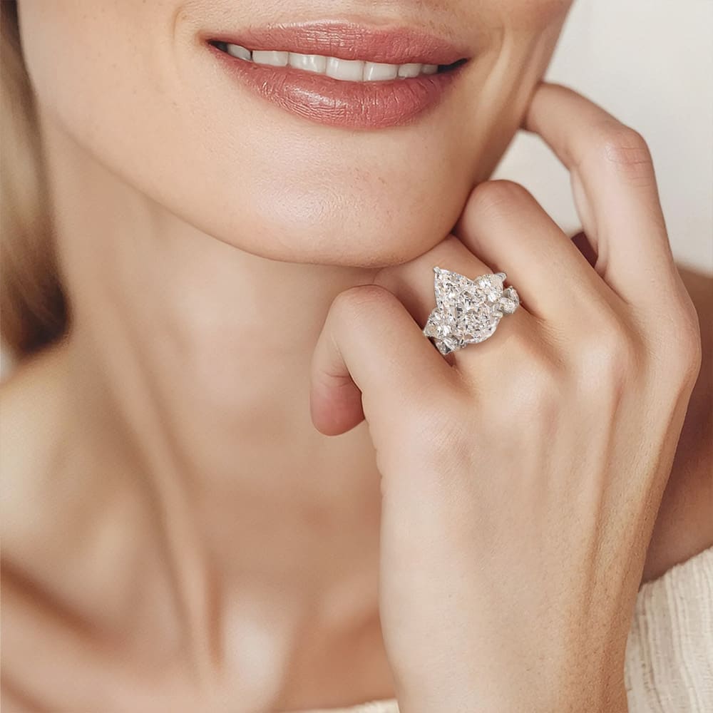 Silver Teardrop Glimmer Ring Set