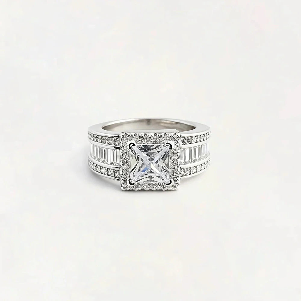 Silver Solitaire Ring with Single Stone Setting