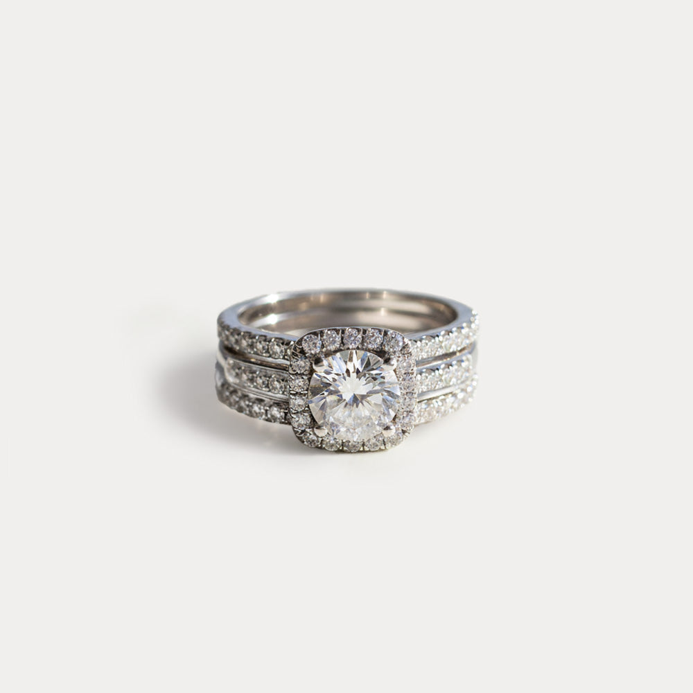 Silver Eternity Ring Set — 3-in-1 Stacking Bands