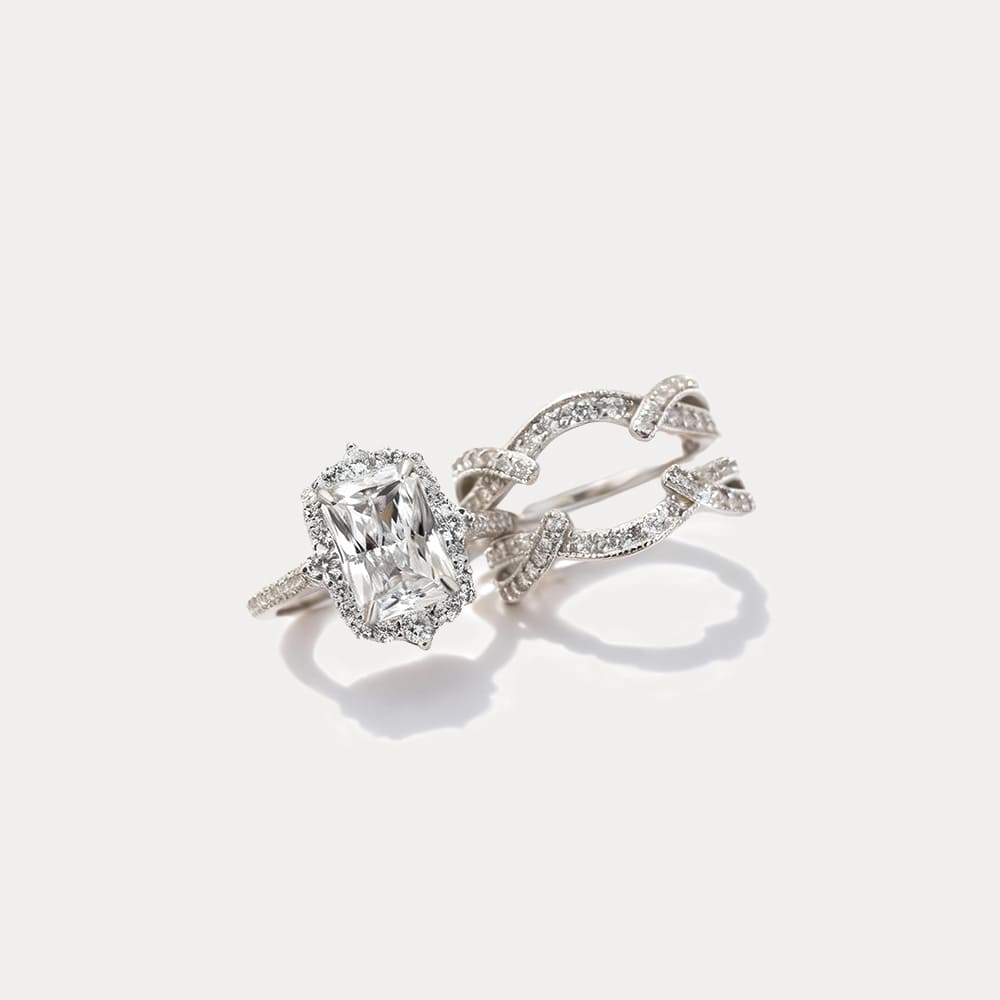 Silver 2-in-1 Ring with Radiant Geometric Design