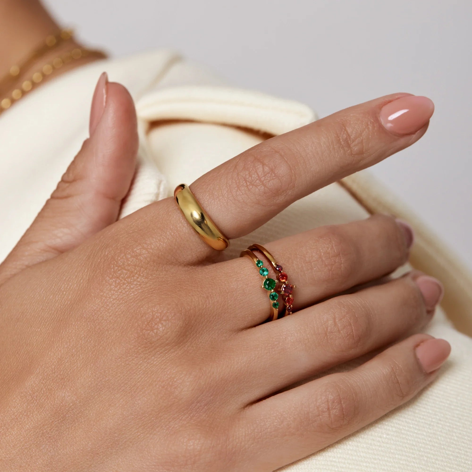 Gold Stacking Ring with Birthstone