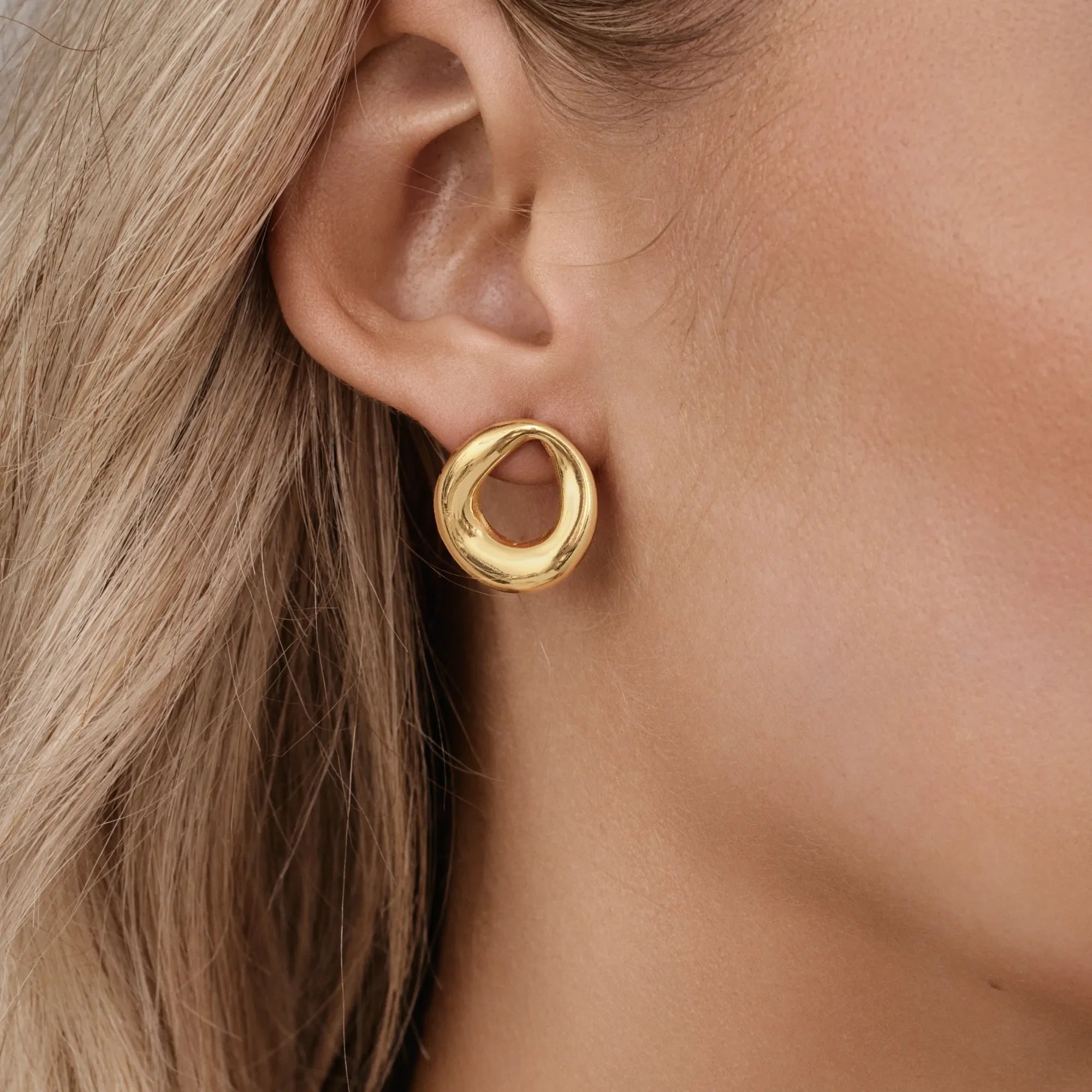 Gold Sculpted Loop Earrings