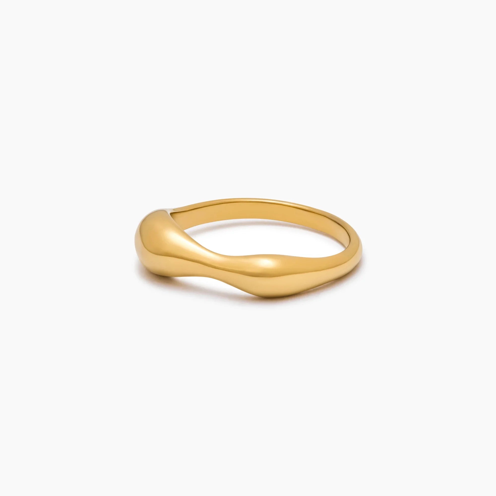 Gold Wave Ring with Sculpted Band