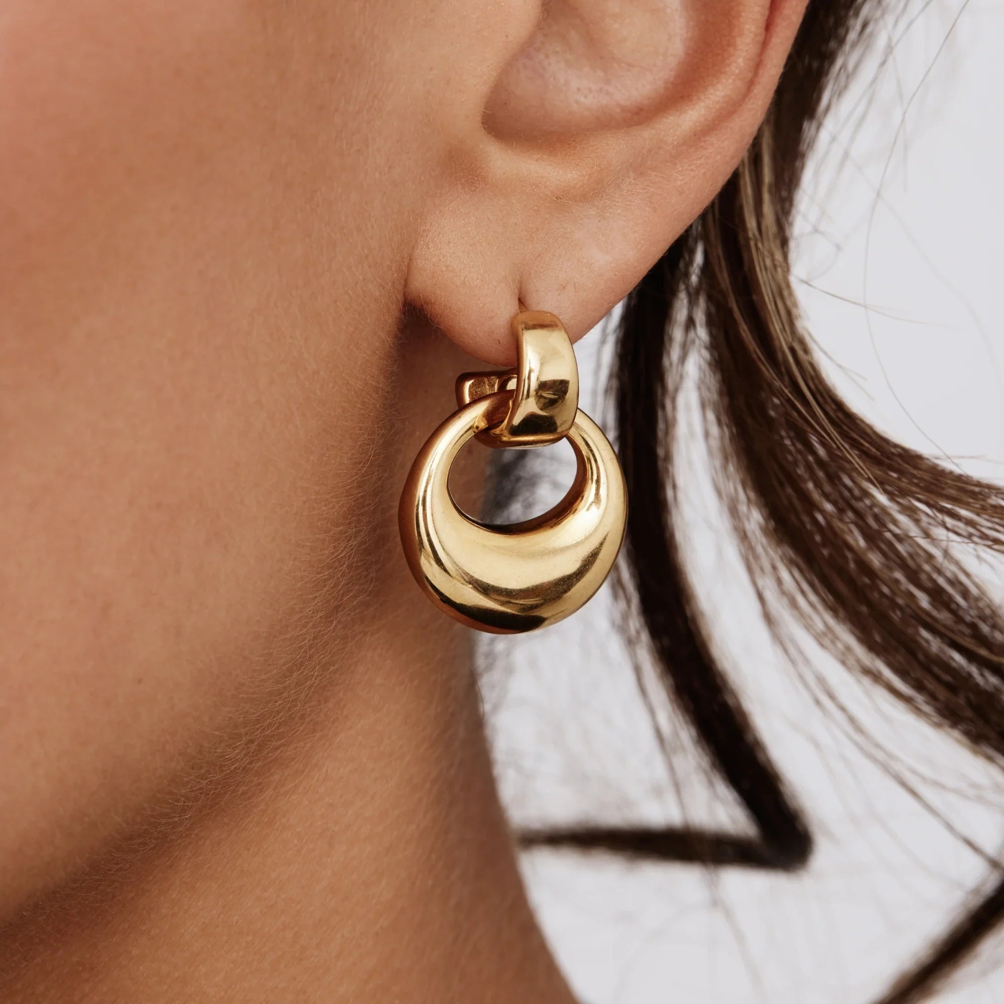 Gold Drop Earrings with Luna Crescent Detail