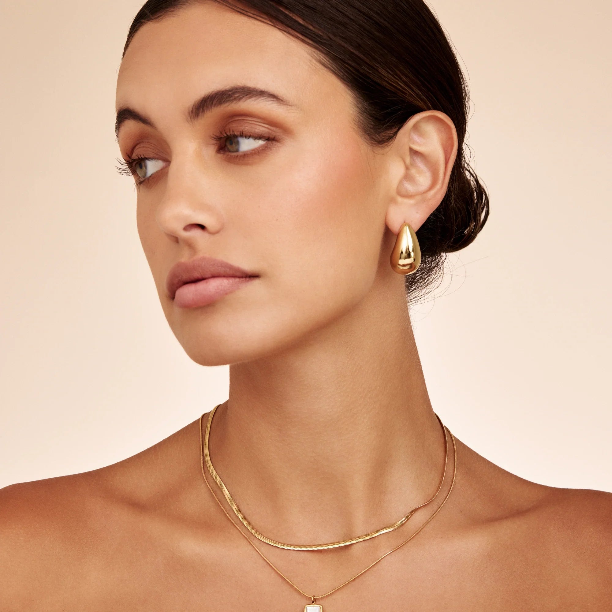 Gold Chunky Teardrop Earrings
