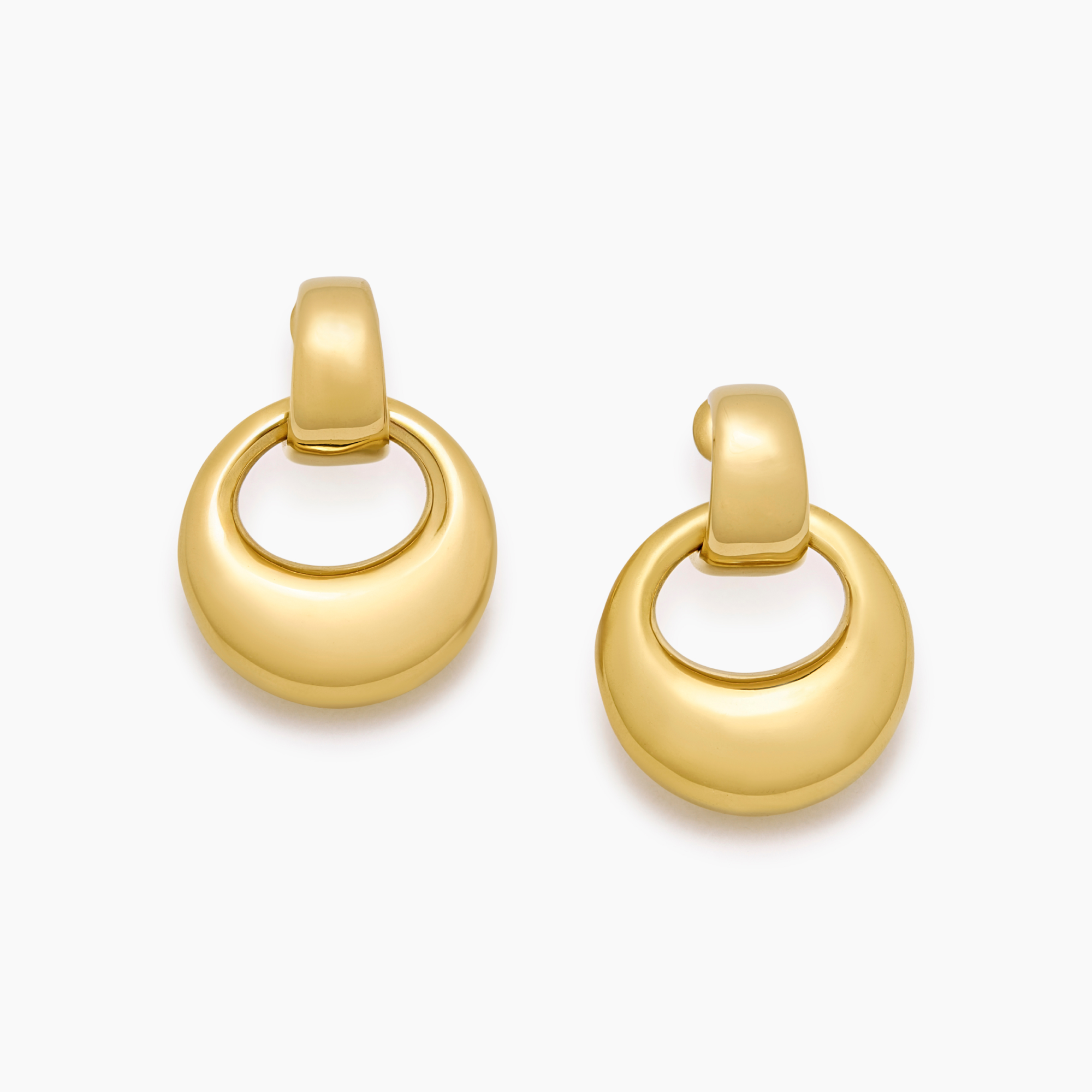 Gold Drop Earrings with Luna Crescent Detail