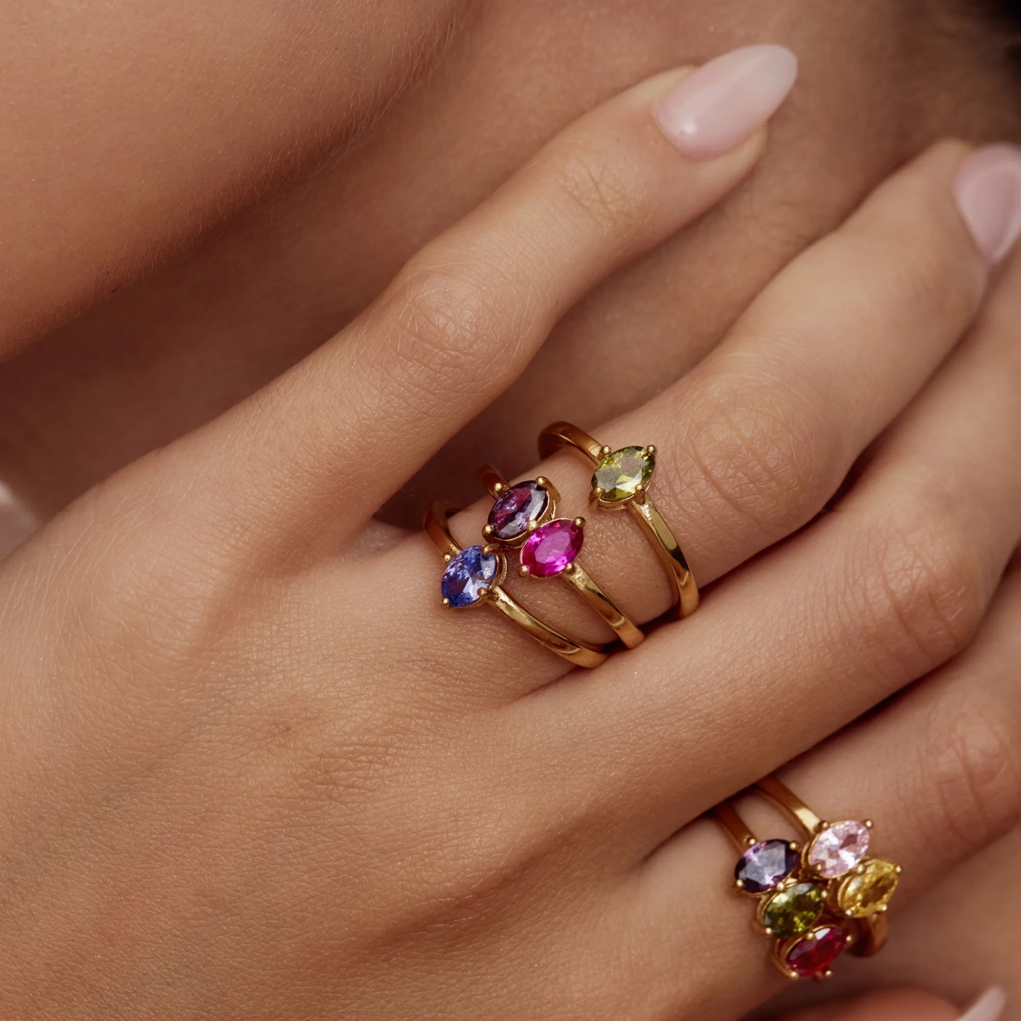 Gold Marquise Family Birthstone Ring