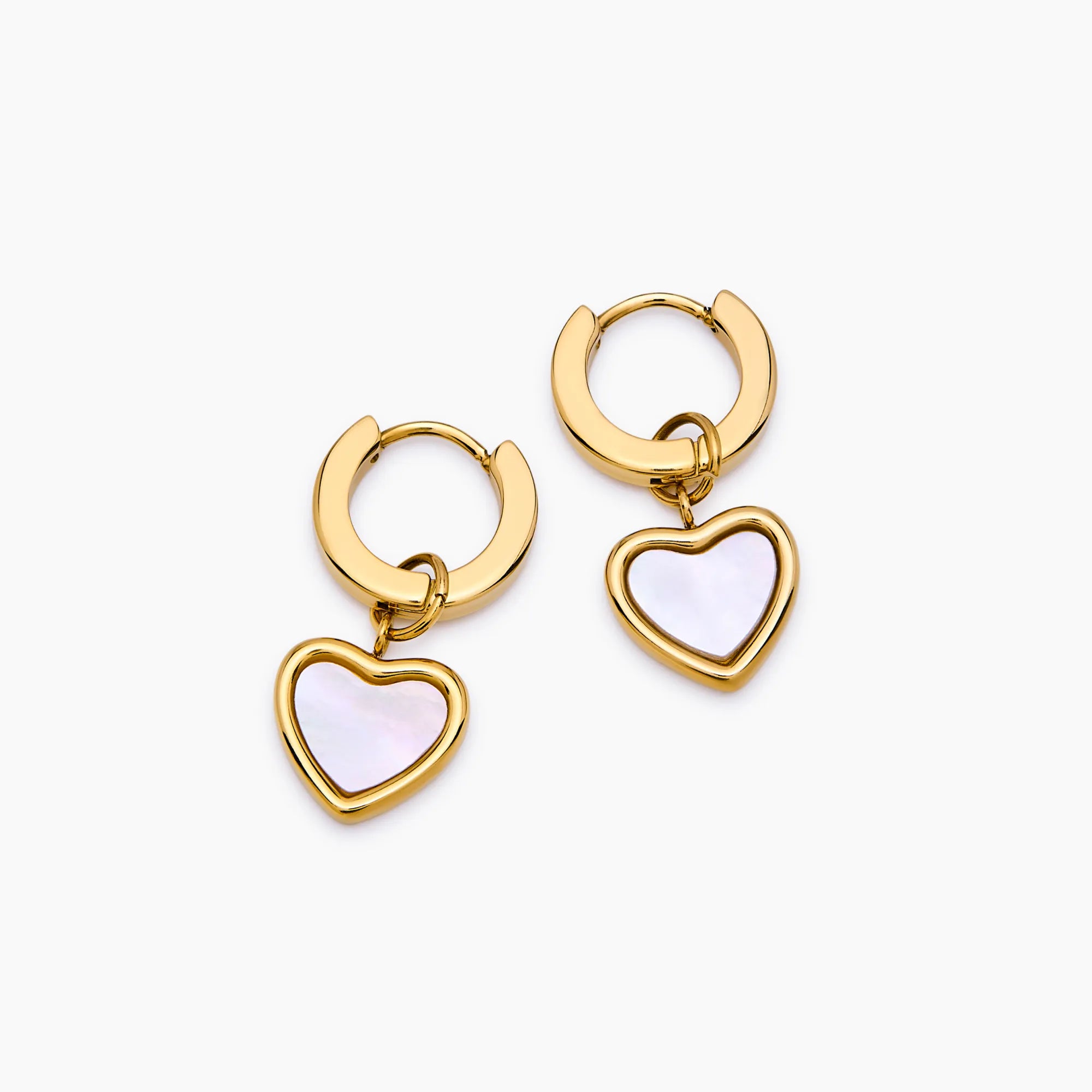Gold Huggie Earrings with Heart Detail