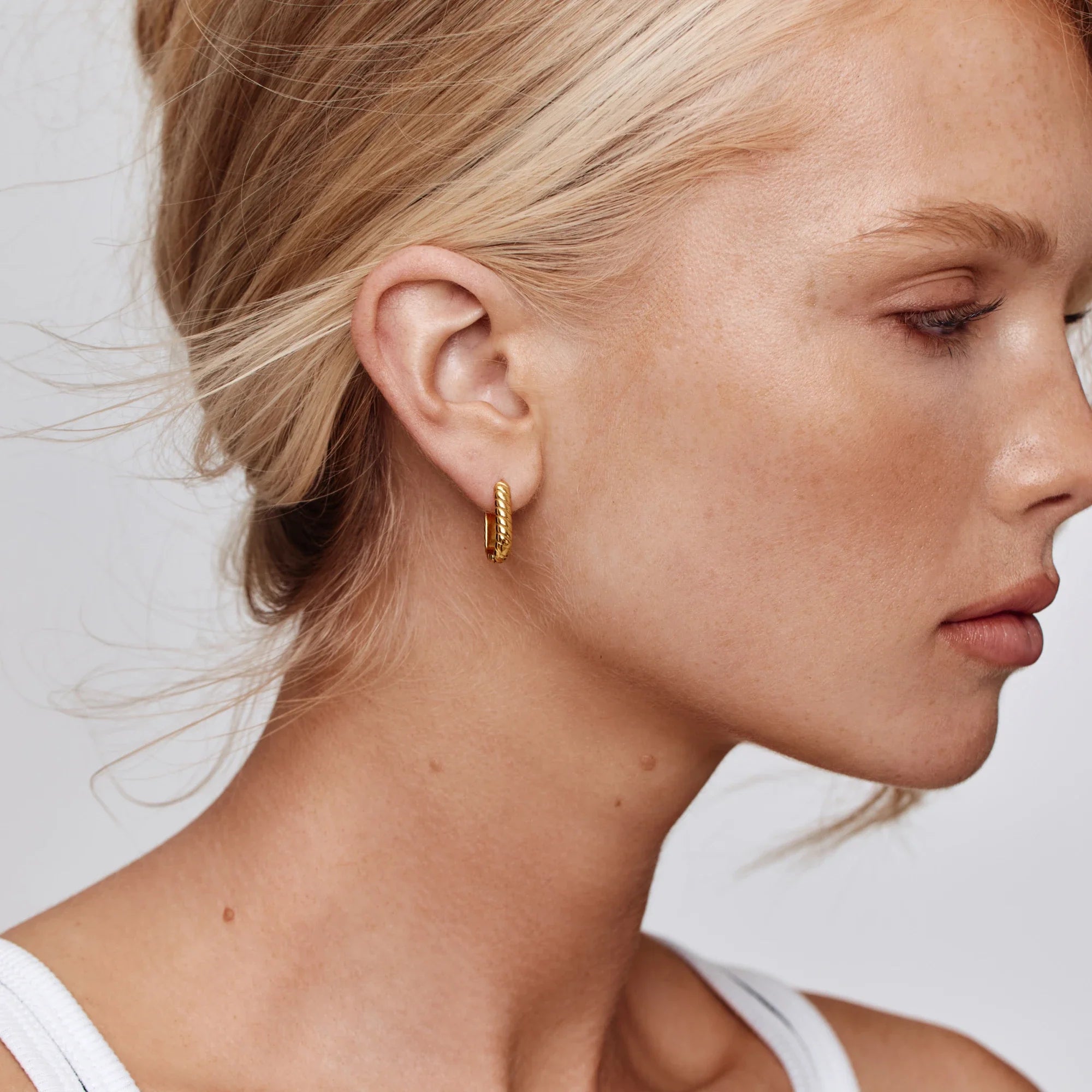 Gold Twist Huggie Earrings