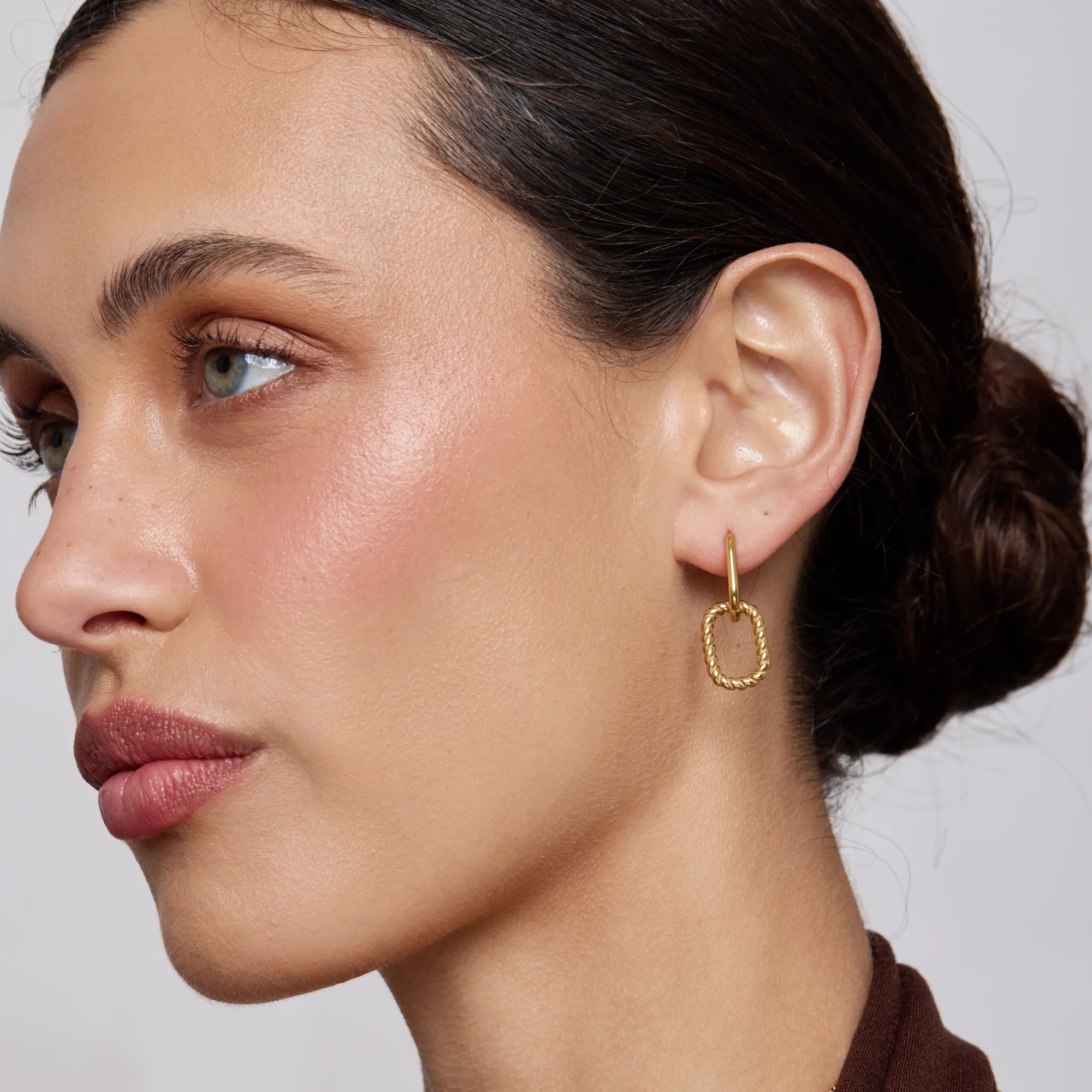 Roma | Gold Link Drop Hoop Earrings