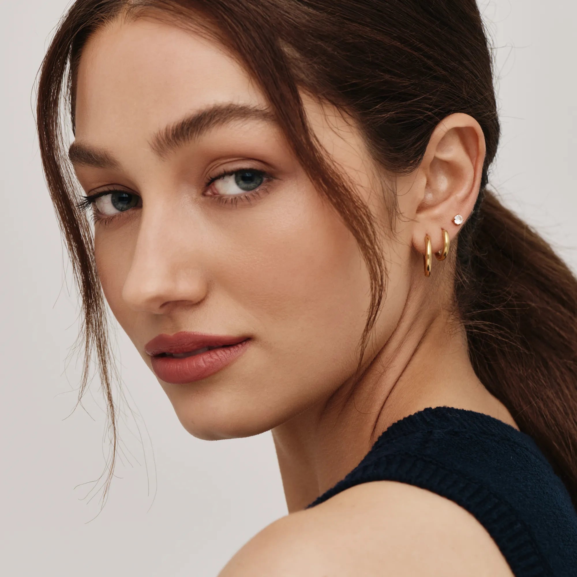 Gold Tennis Stud Earrings