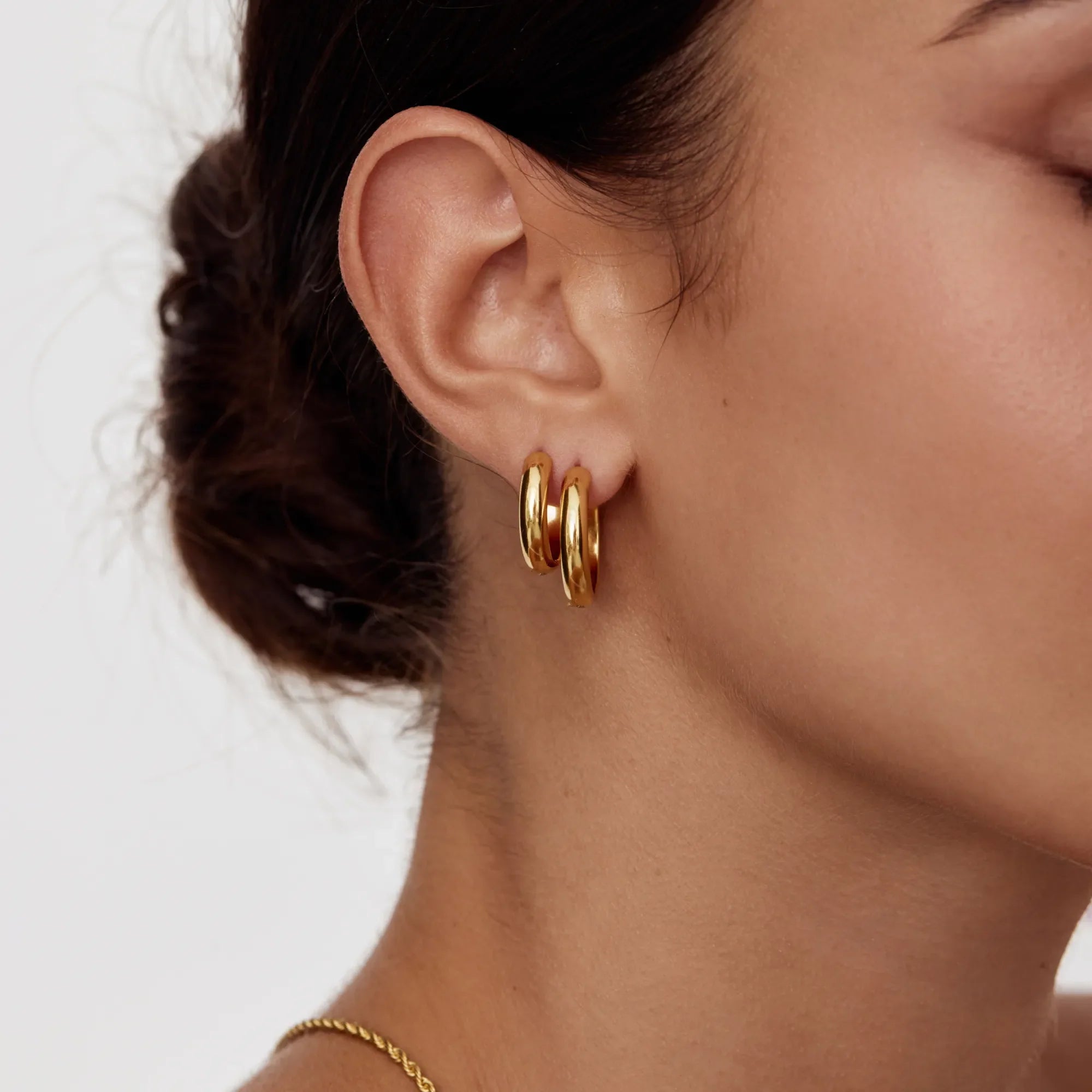Gold Dome Hoop Earrings
