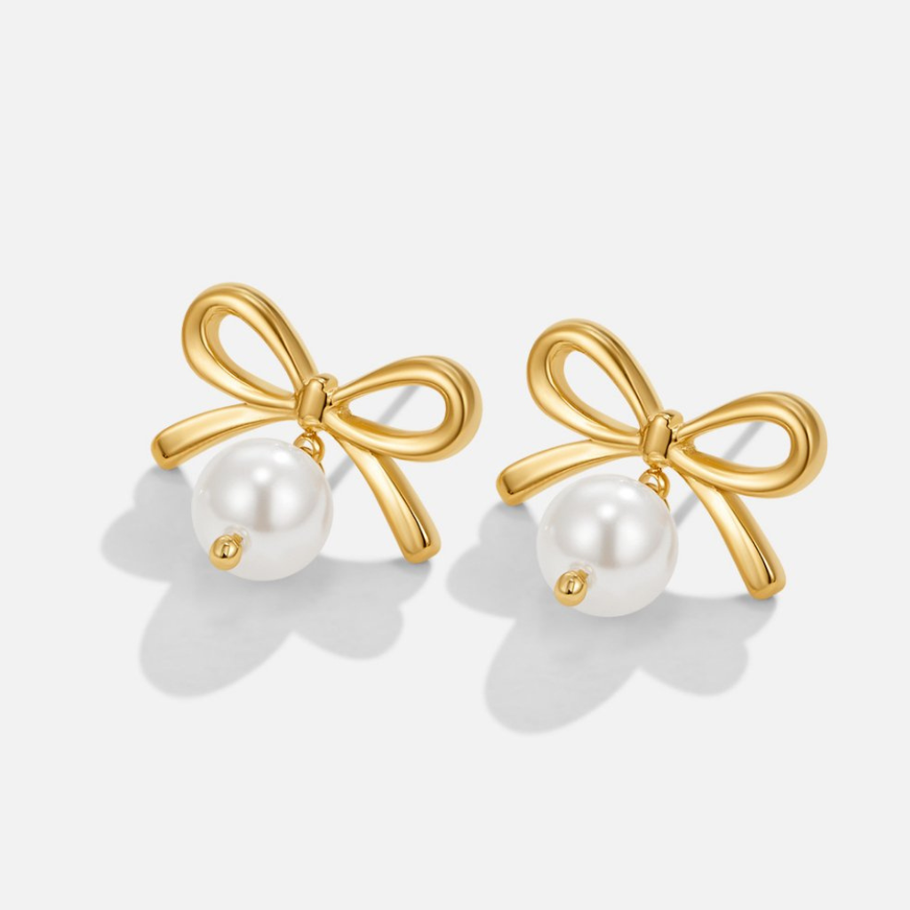 Laila Bow Pearl Drop Earrings