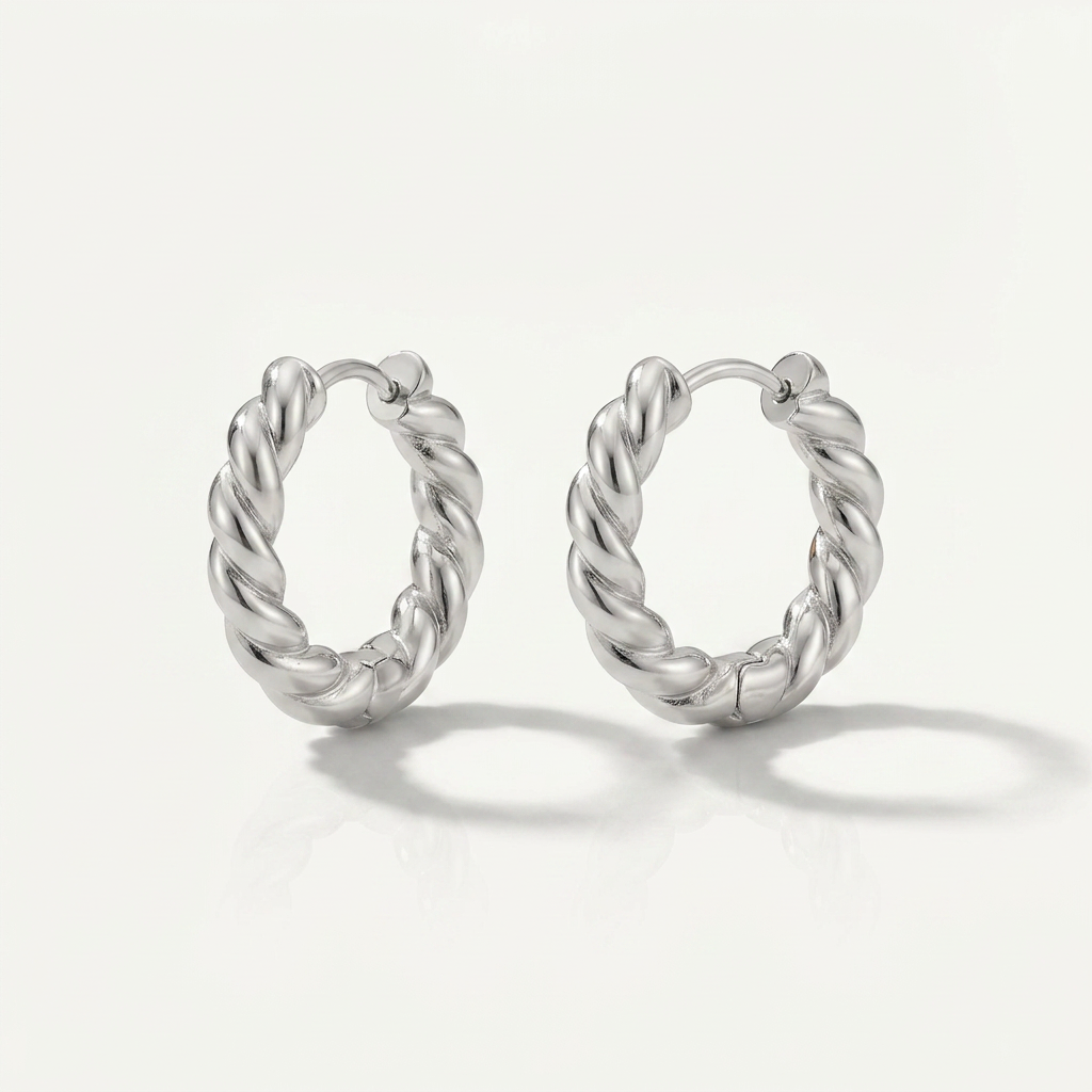 Hoop Earrings with Twisted Rope Design