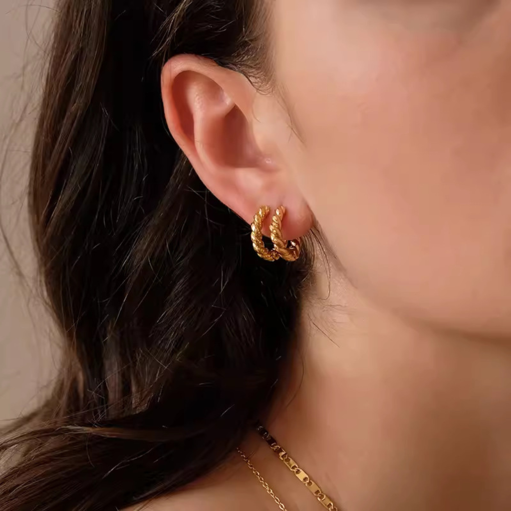 Hoop Earrings with Twisted Rope Design