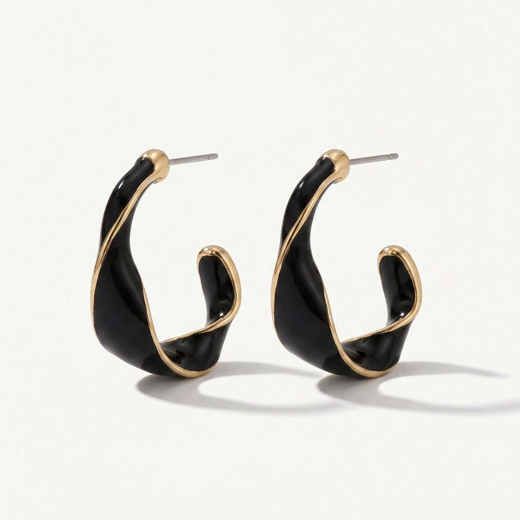 Gold Twist Hoop Earrings with Pink Mother of Pearl