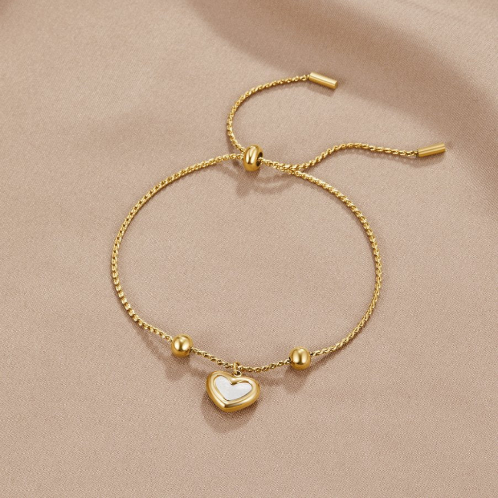 Heart Bracelet with Pearl Shell Charm