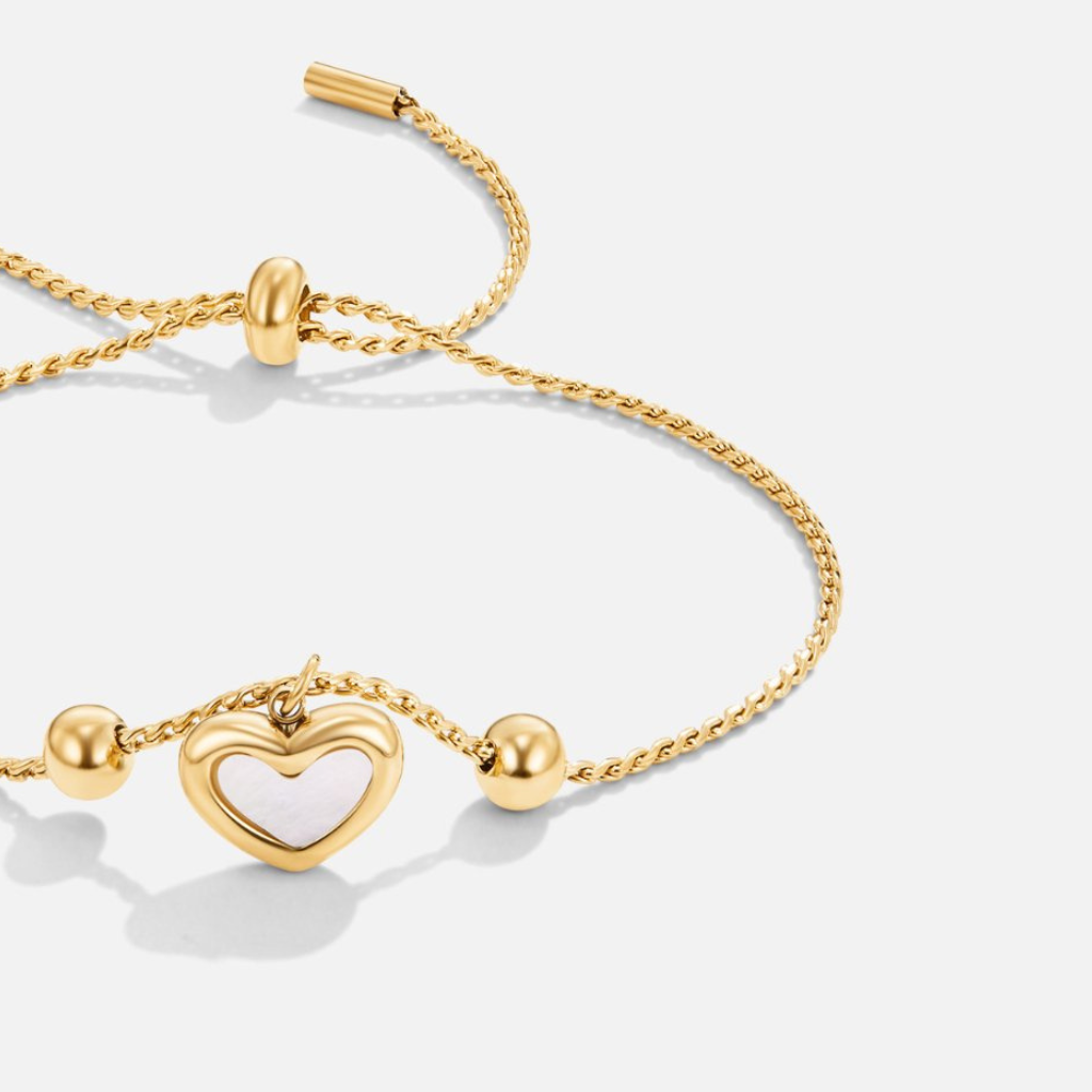 Heart Bracelet with Pearl Shell Charm