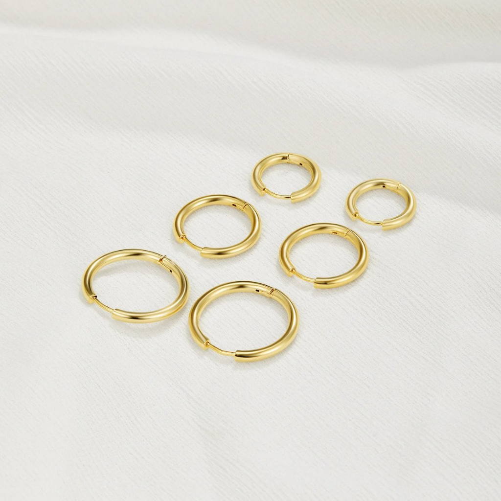 Hoop Earrings Set with Smooth Finish (Set of 3 Pairs)