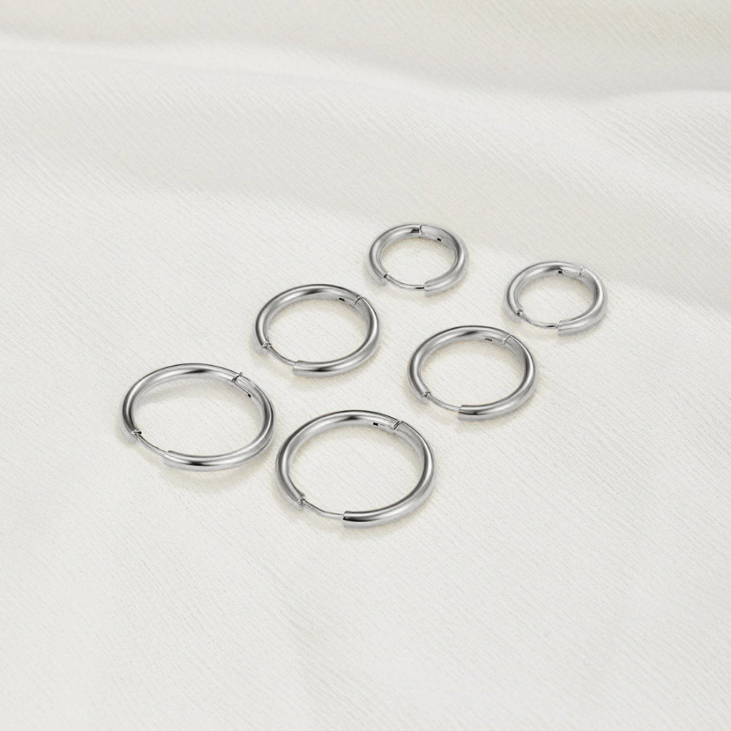 Hoop Earrings Set with Smooth Finish (Set of 3 Pairs)