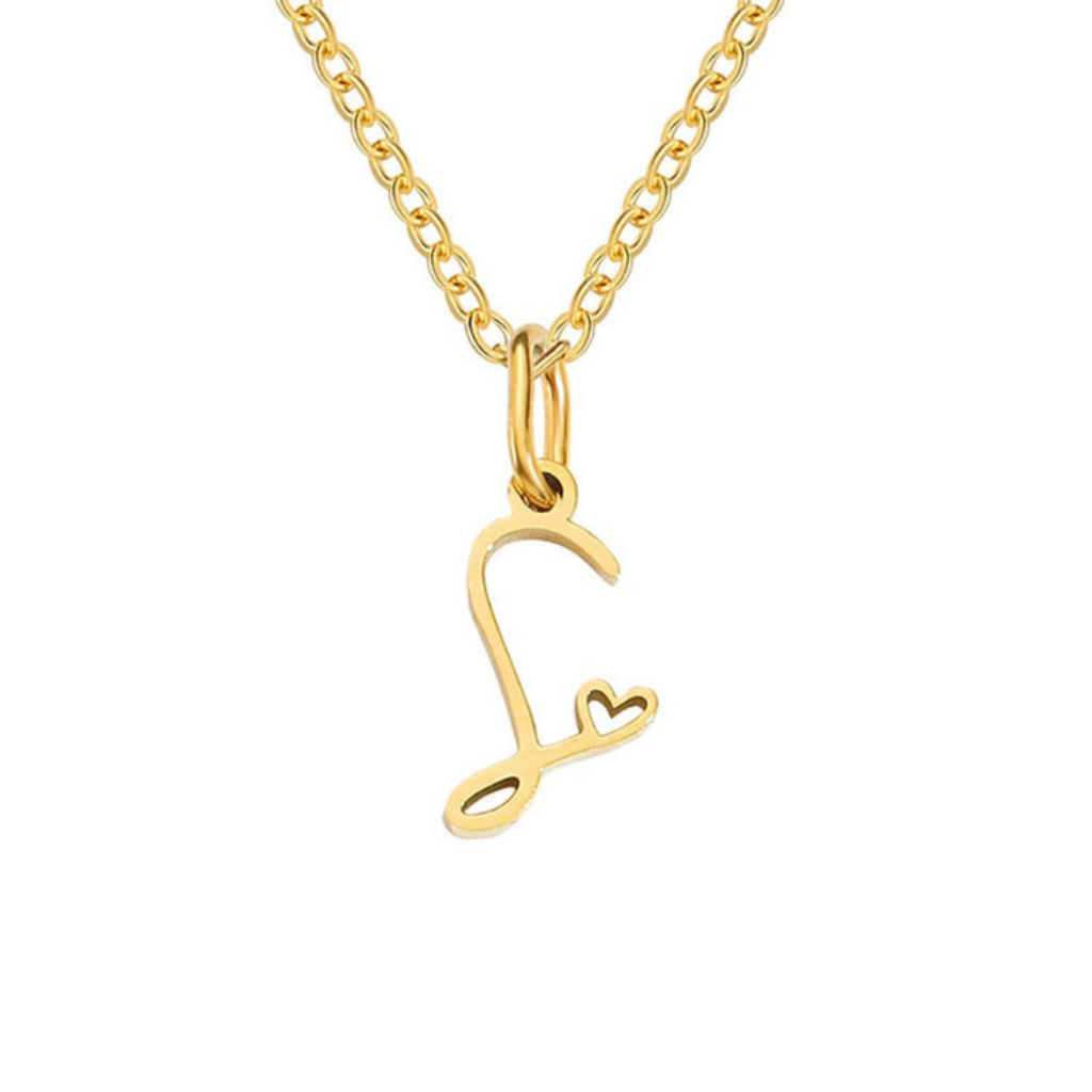 Letter Necklace with Heart Detail