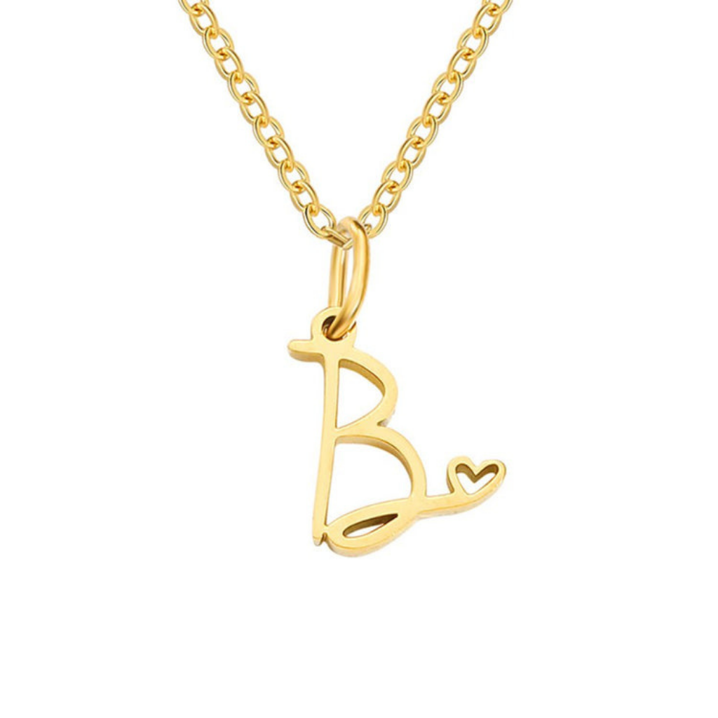 Letter Necklace with Heart Detail