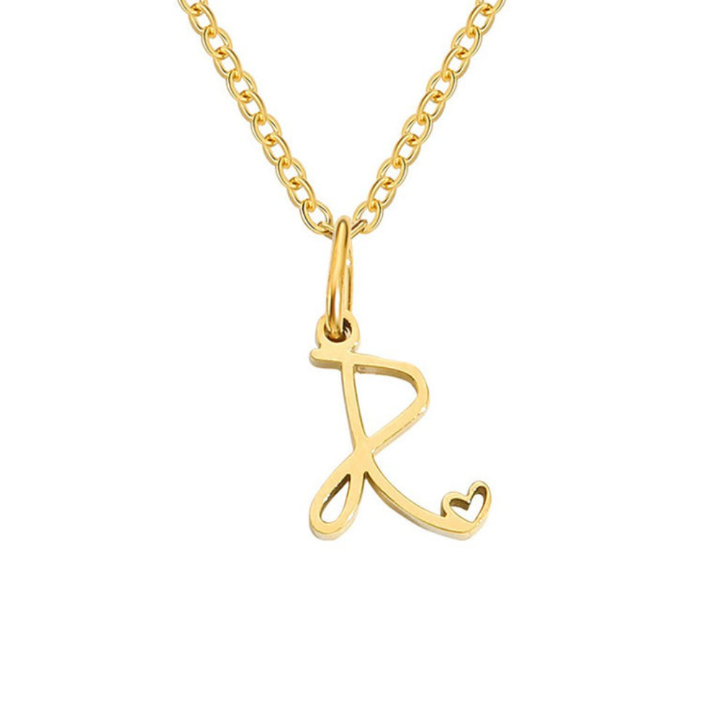 Letter Necklace with Heart Detail