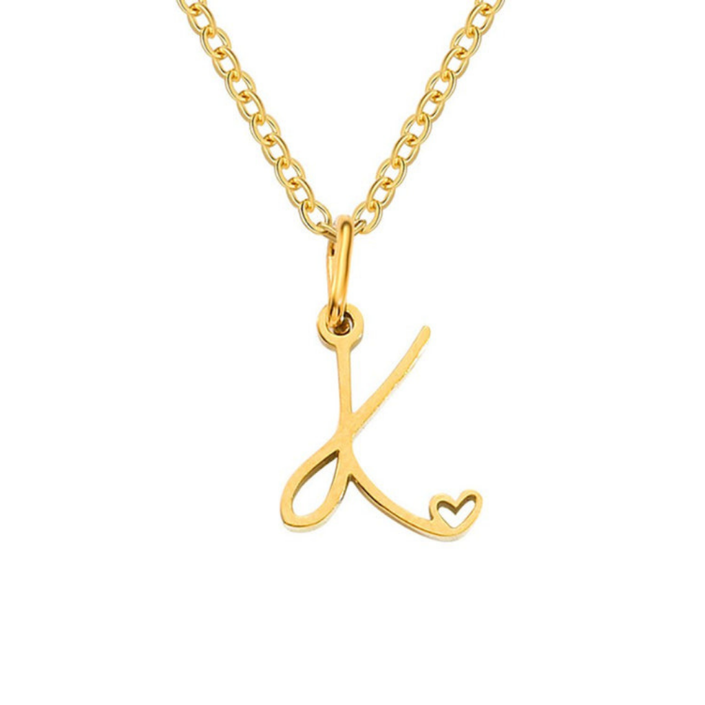 Letter Necklace with Heart Detail