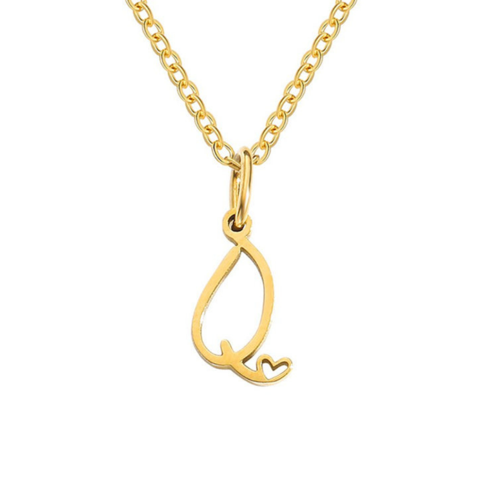 Letter Necklace with Heart Detail