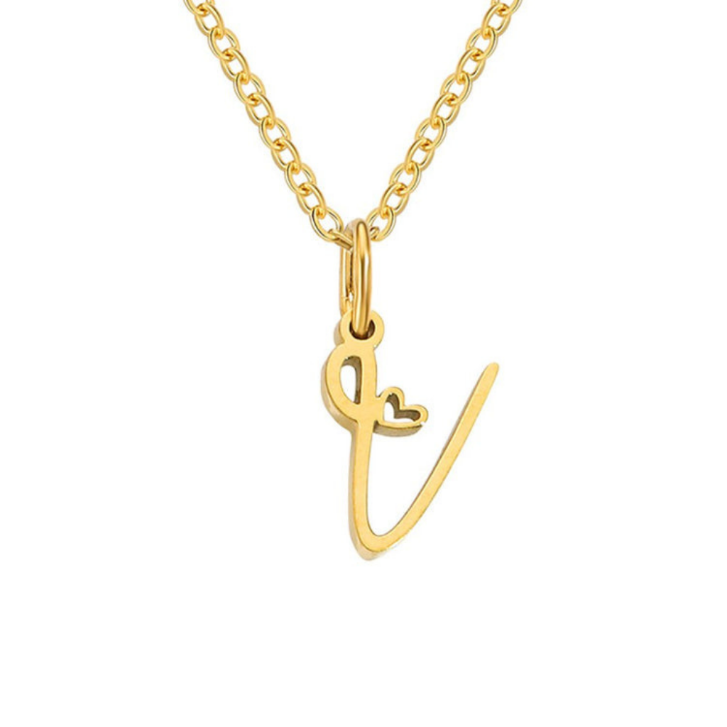 Letter Necklace with Heart Detail