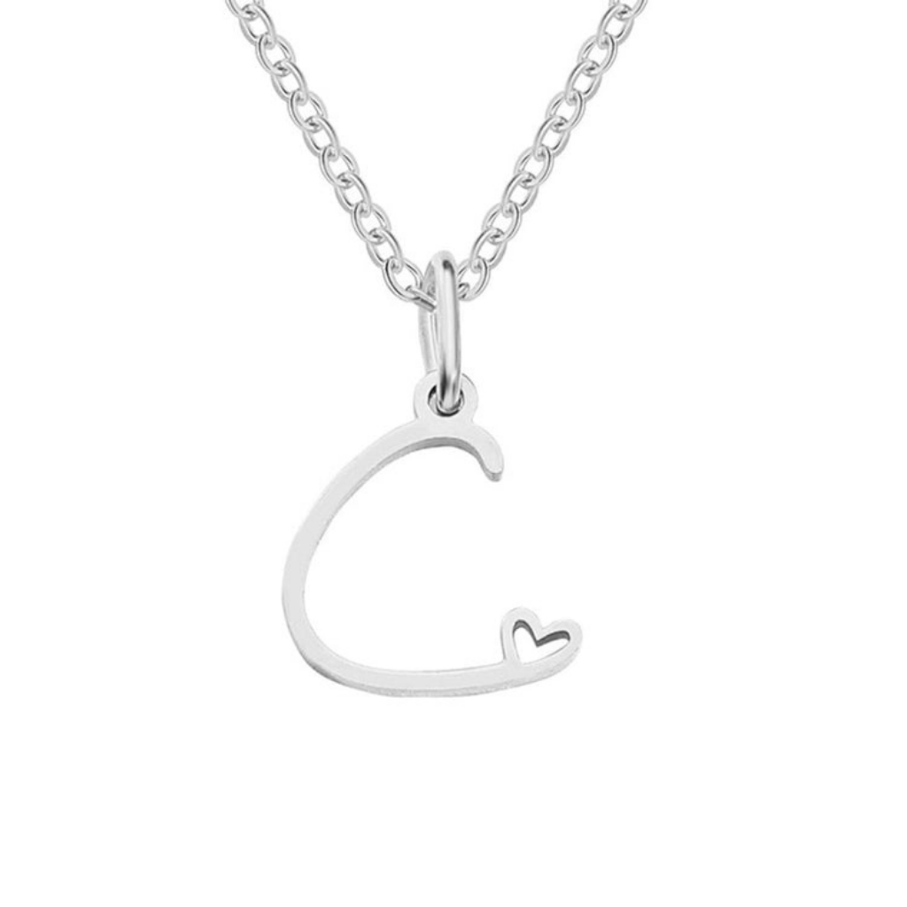 Letter Necklace with Heart Detail