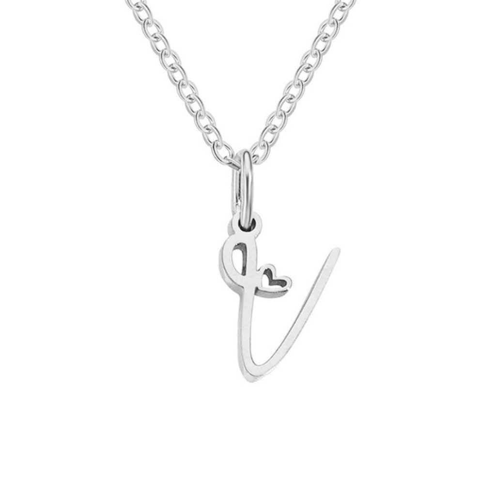Letter Necklace with Heart Detail