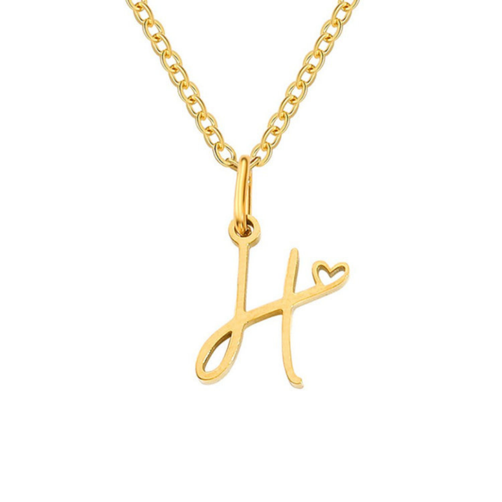 Letter Necklace with Heart Detail