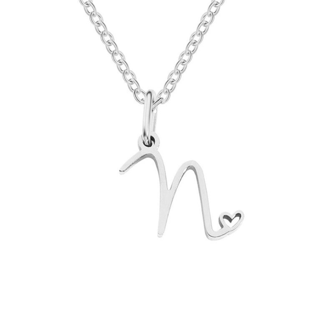 Letter Necklace with Heart Detail