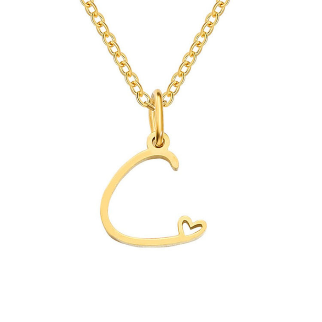 Letter Necklace with Heart Detail
