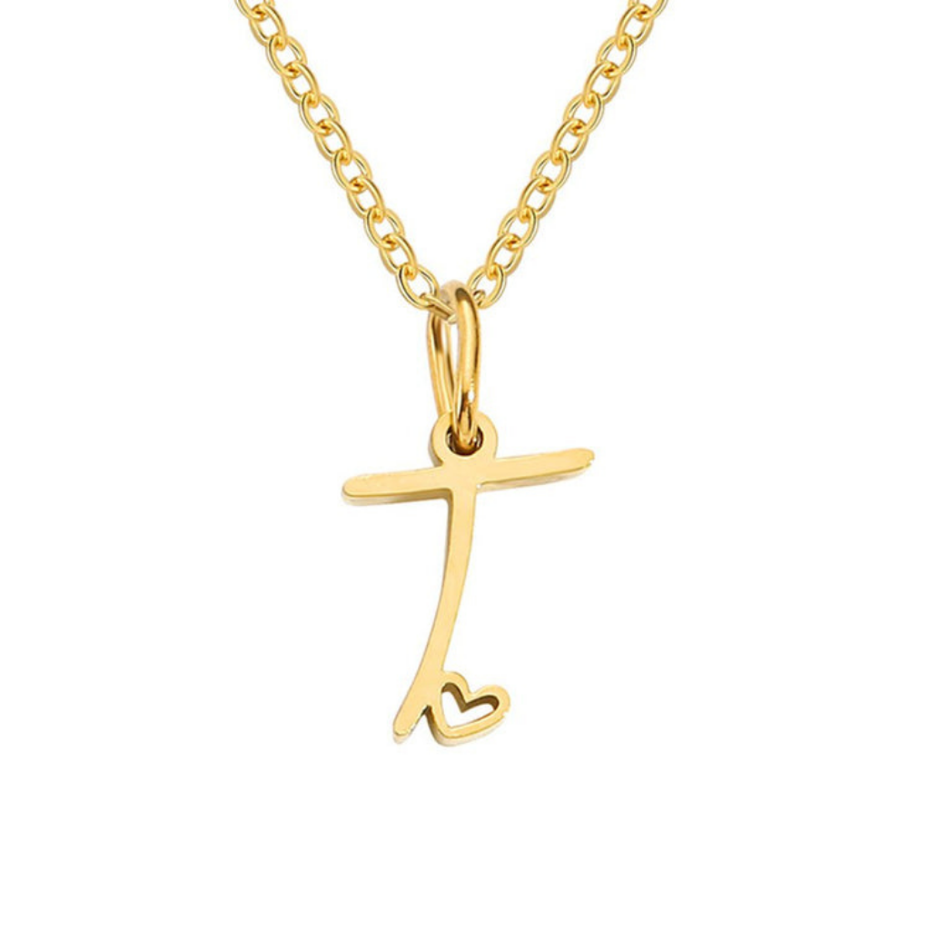 Letter Necklace with Heart Detail