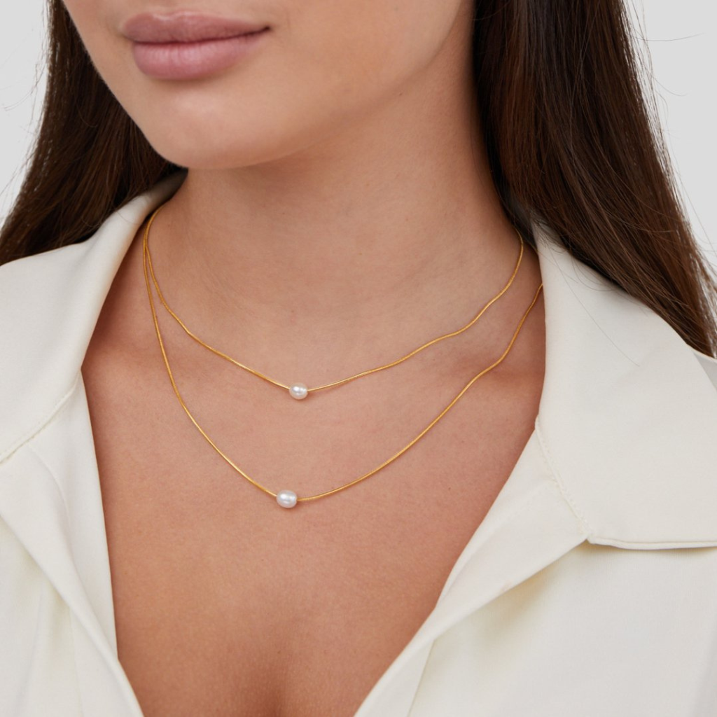 Layered Necklace with Freshwater Pearls