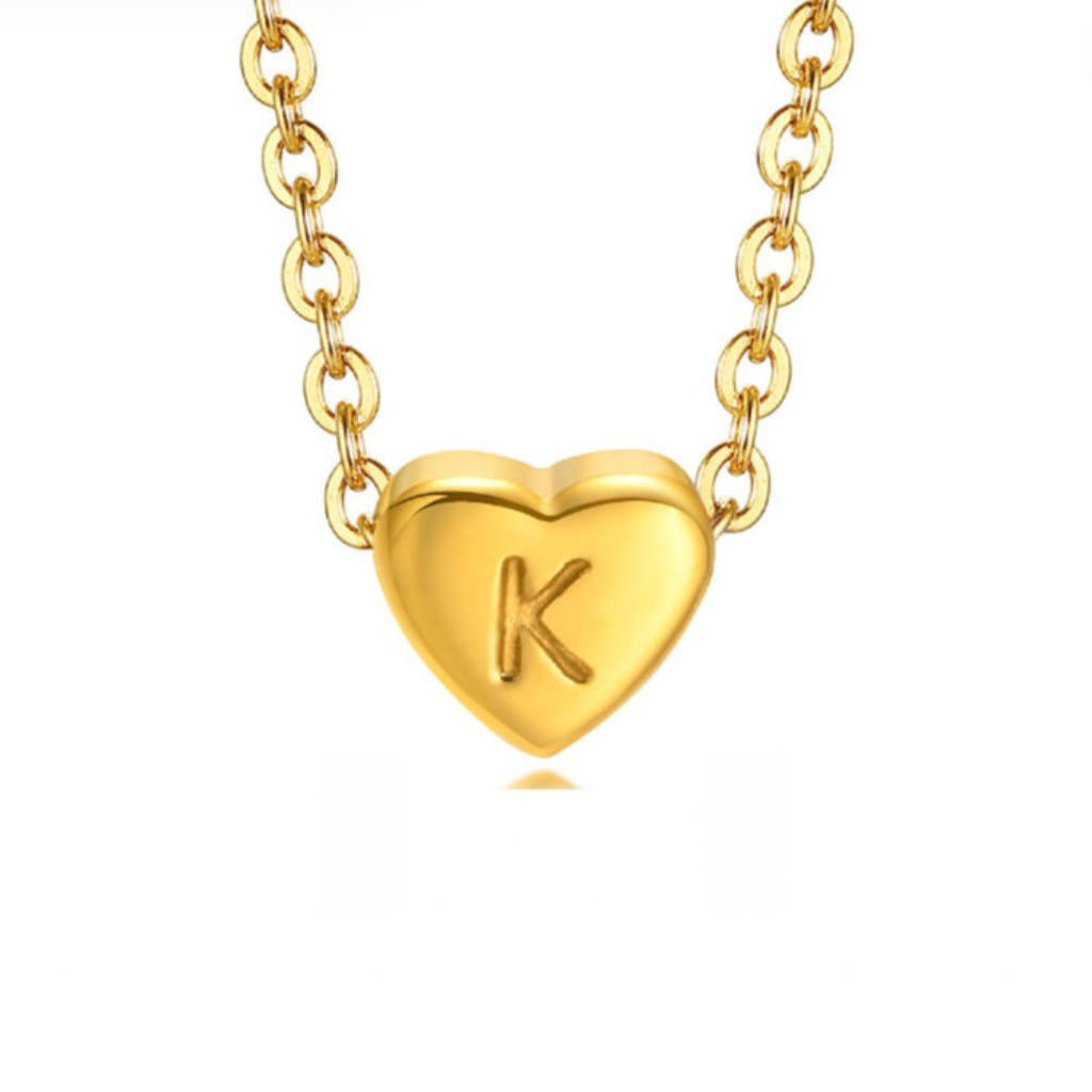 Heart Necklace with Letter Pendant
