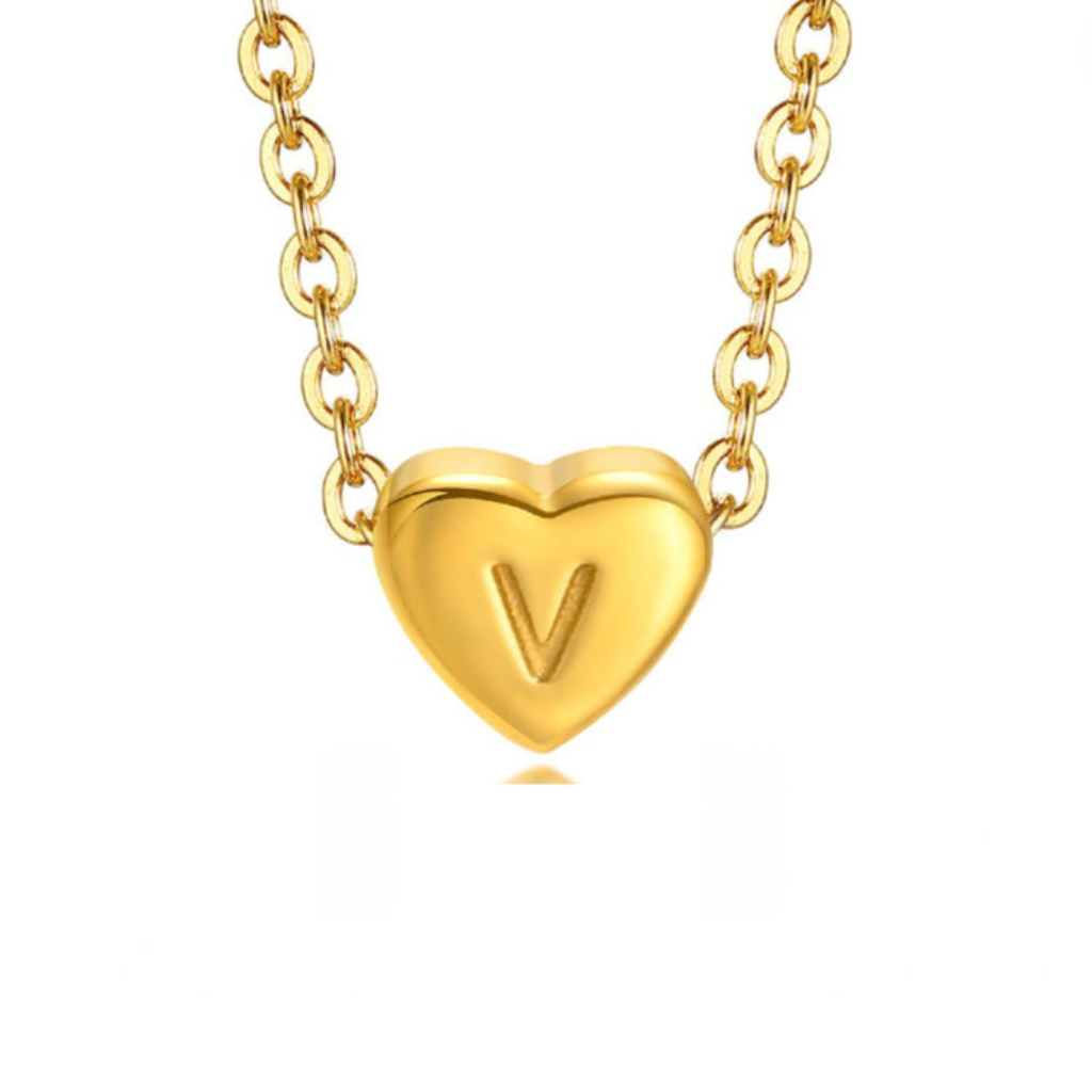 Heart Necklace with Letter Pendant