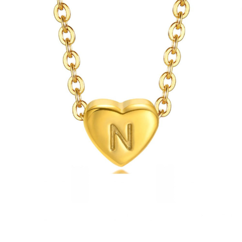 Heart Necklace with Letter Pendant