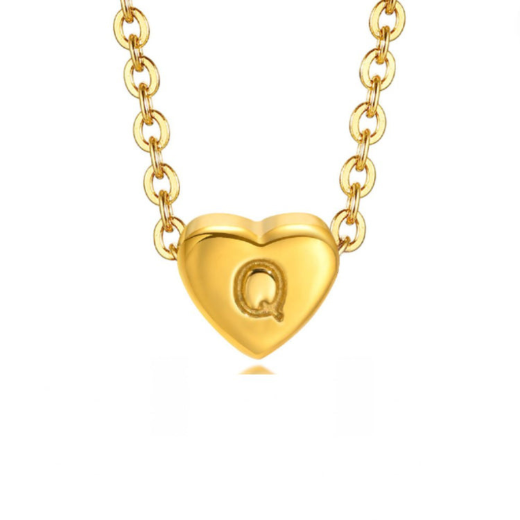 Heart Necklace with Letter Pendant