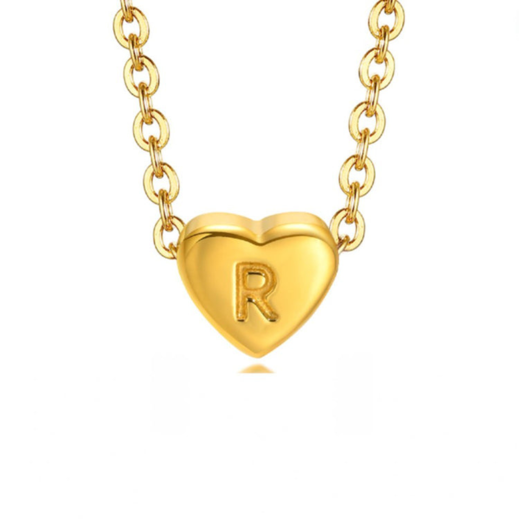Heart Necklace with Letter Pendant