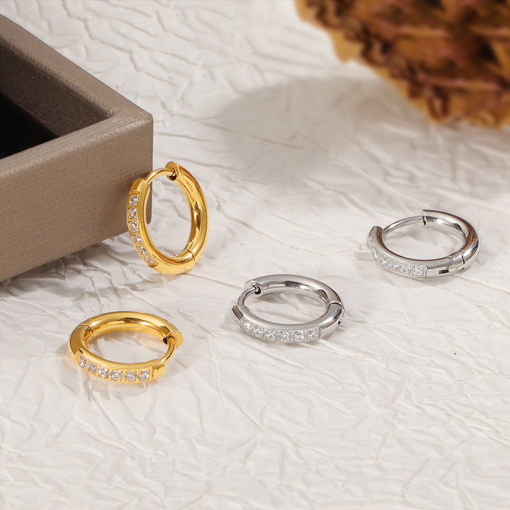 Hoop Earrings with Crystal Pave Band
