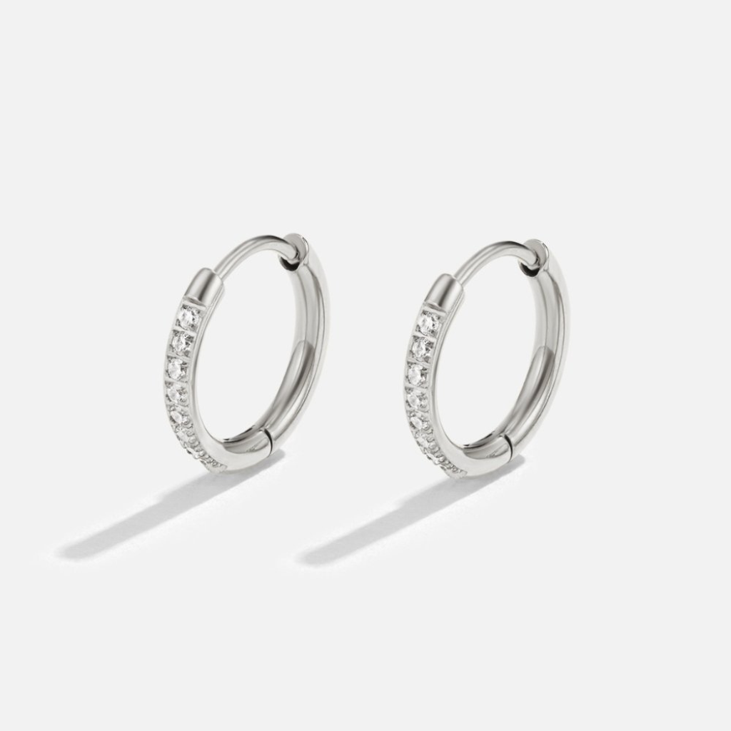 Hoop Earrings with Crystal Pave Band