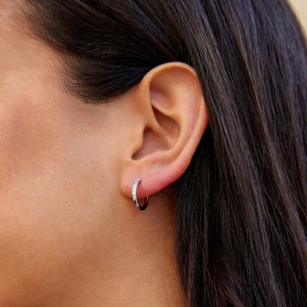Hoop Earrings with Crystal Pave Band