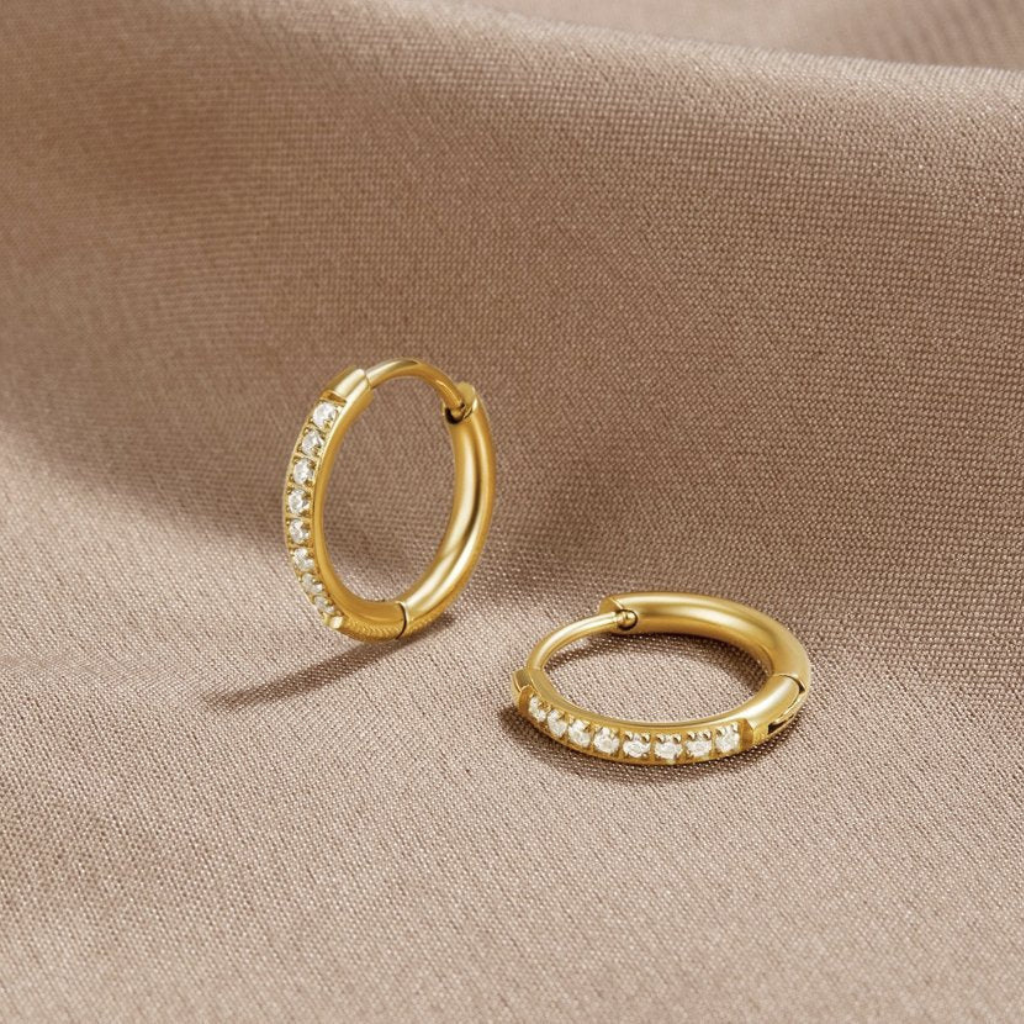 Hoop Earrings with Crystal Pave Band