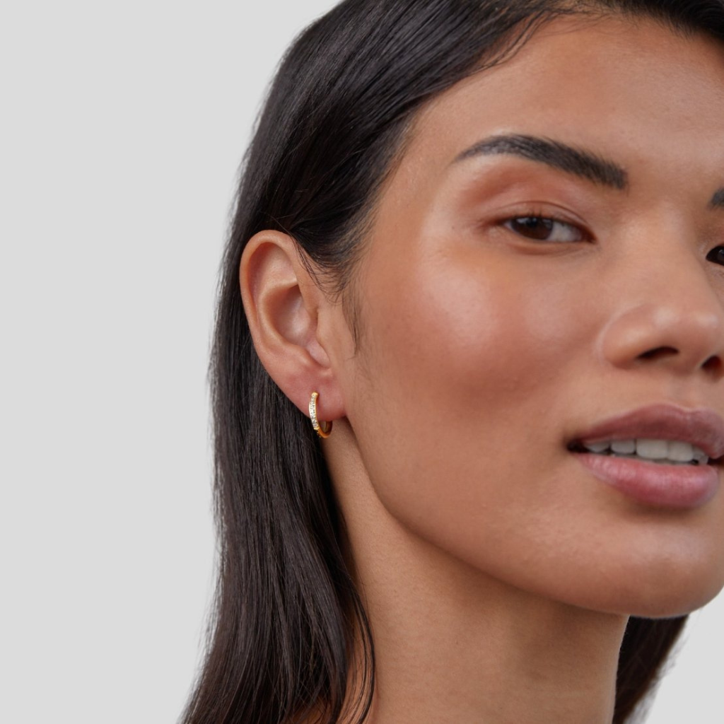 Hoop Earrings with Crystal Pave Band